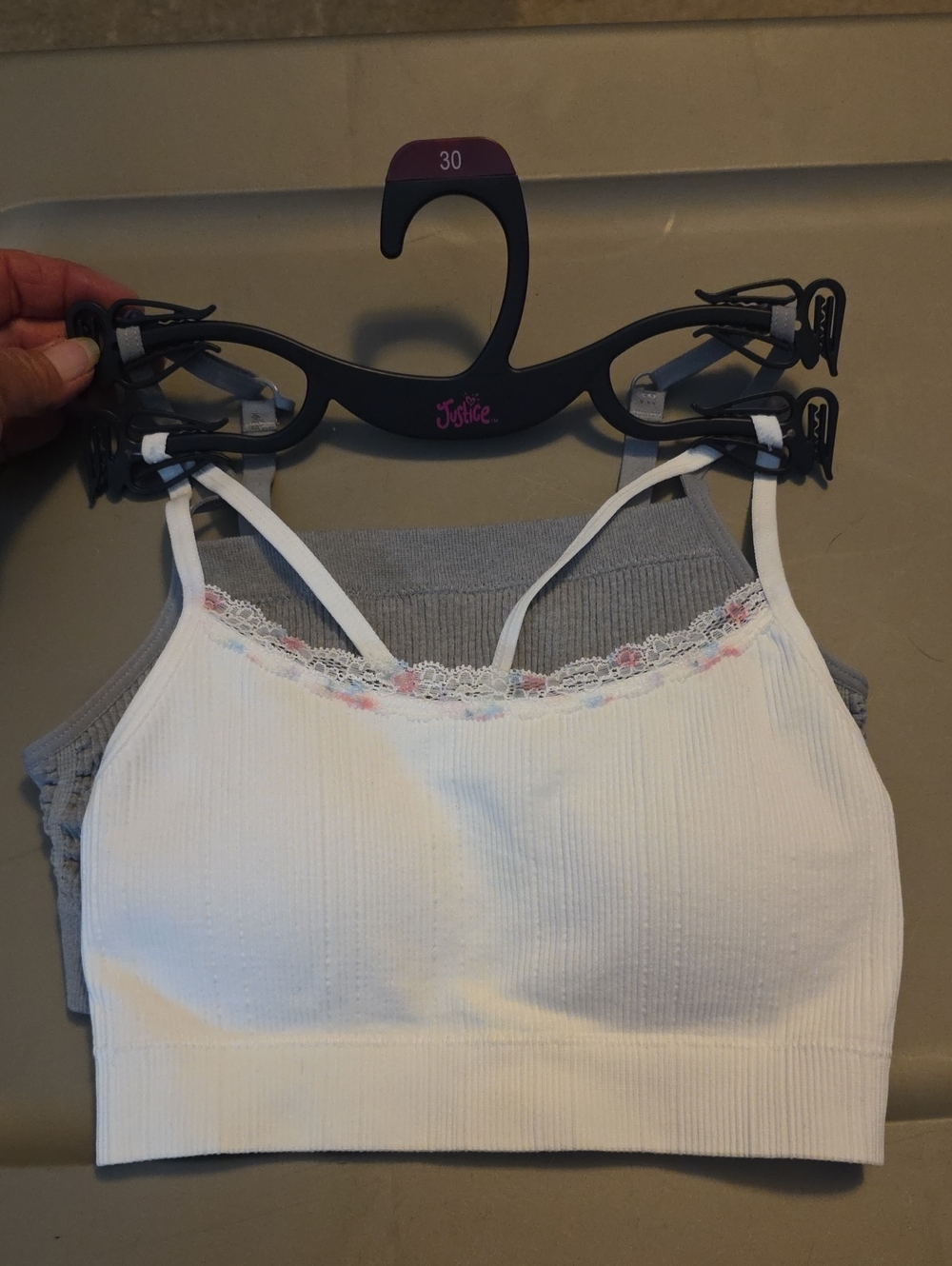 Justice Girls Light Gray Seamless 2-Pack Bralettes